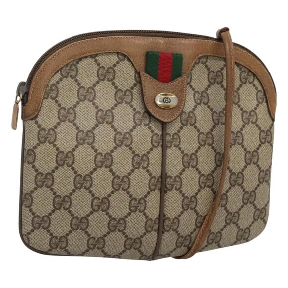 GUCCI GG Supreme Web Sherry Line Shoulder Bag PVC Beige - Picture 11 of 16